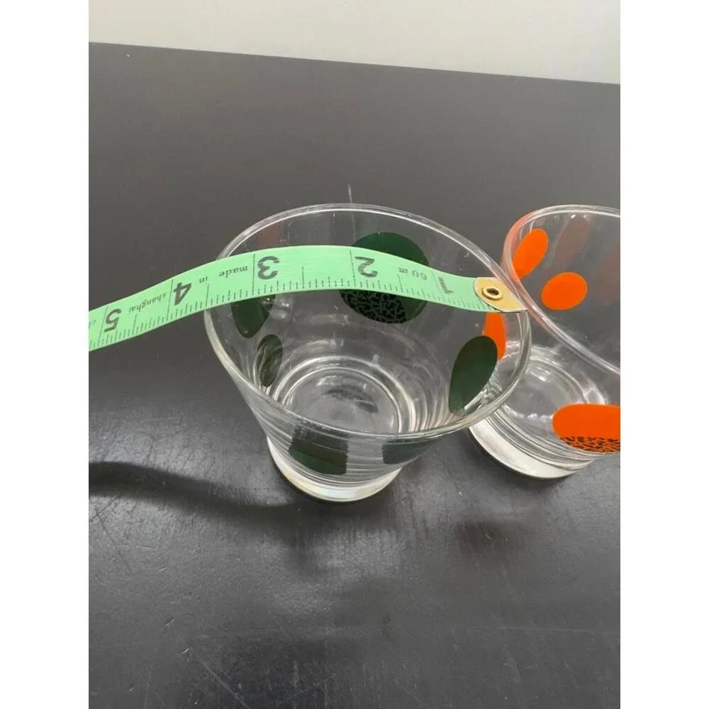 Rocks Glasses Orange Green Gold Polka Dot MCM‎ Set of 2
